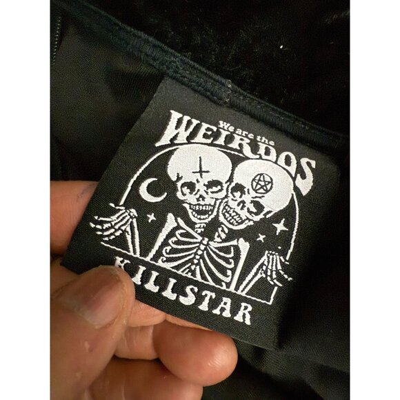 Killstar Gothic Rose Ruffle Mini Dress Velvet Peter Pan Collar Black Red - Picture 6 of 10